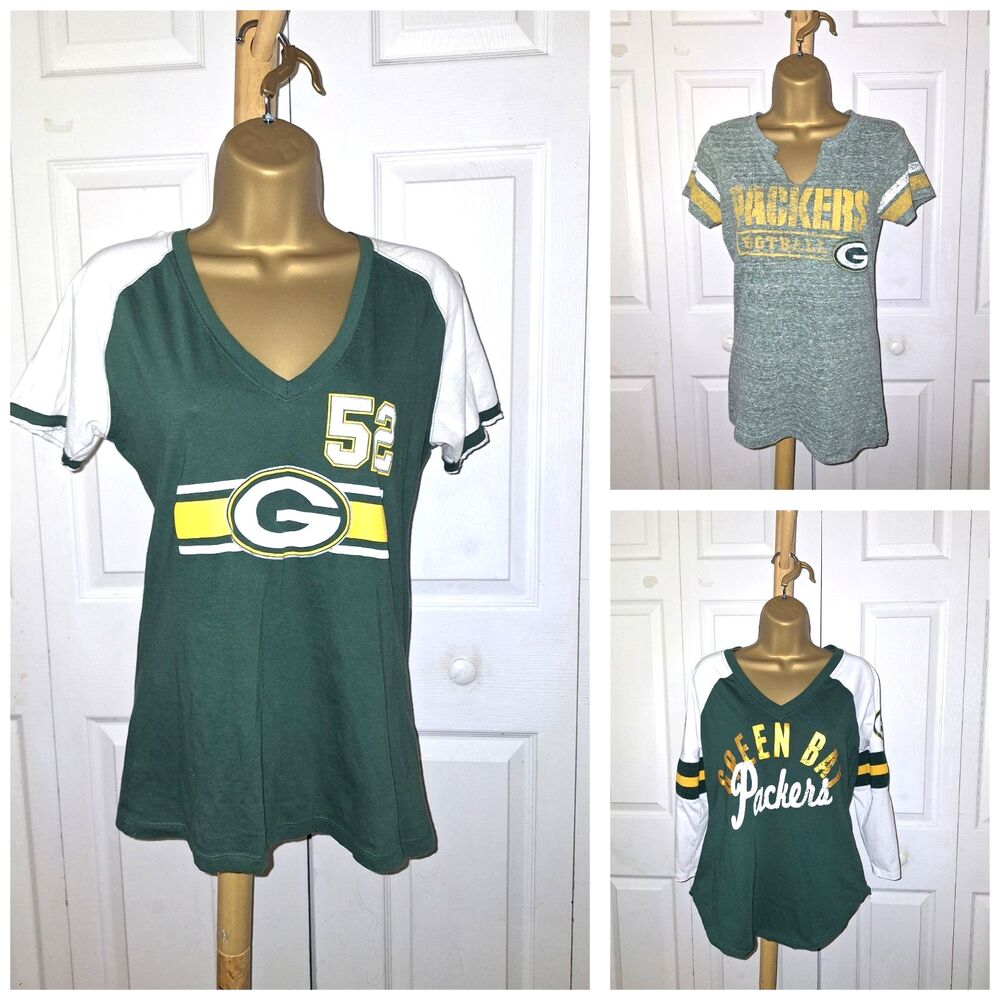 NFL Green Bay Packers LOT OF 3 Shirt Womens Medium Football Fan Gear Cheeseheads